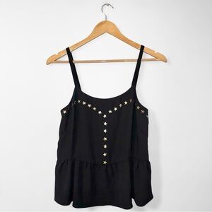 RACHEL Rachel Roy Black Camisole with Gold Star Accents